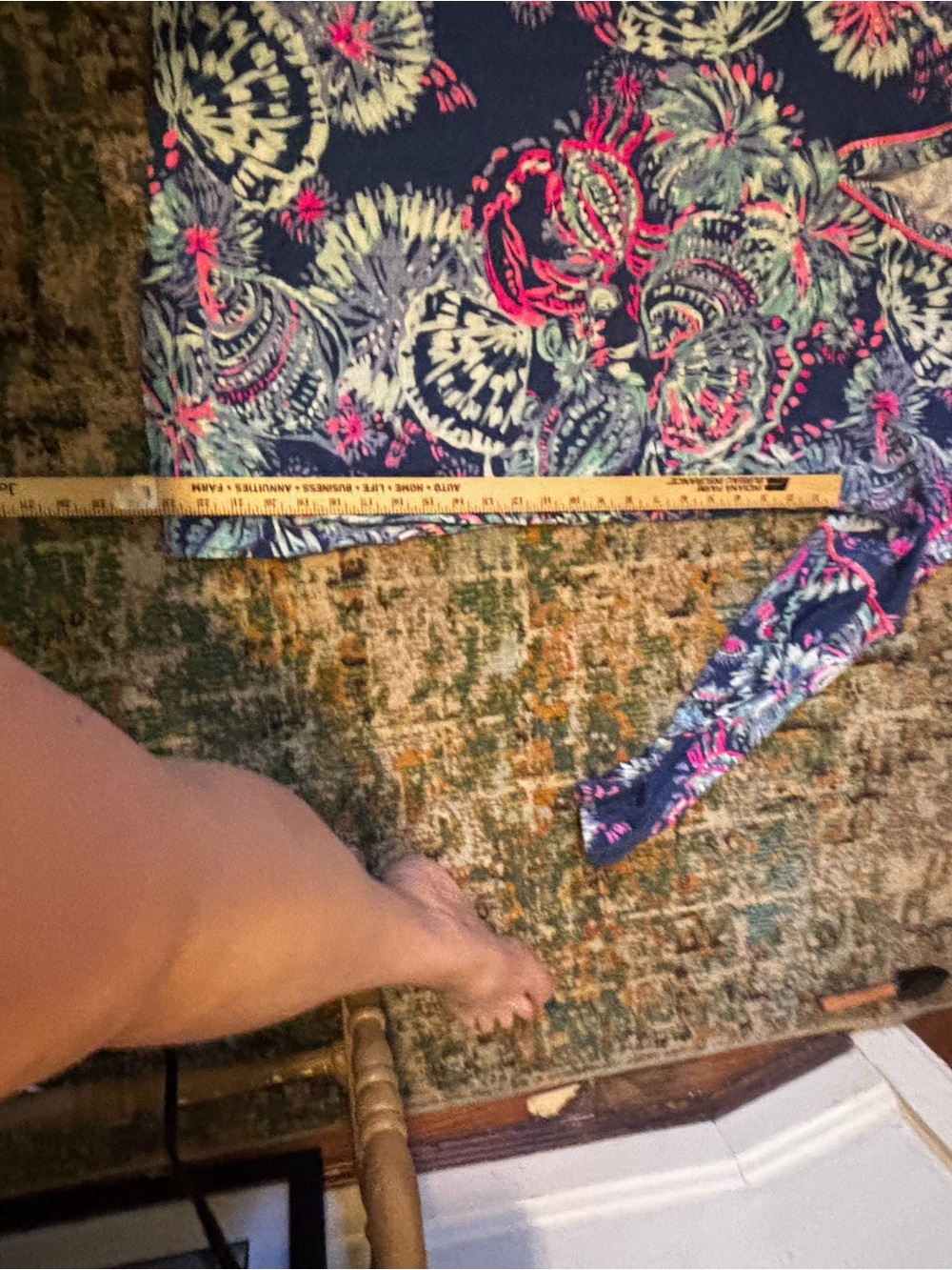 Lilly Pulitzer Navy Floral Midi Dress with Pink and Teal Details - Picture 8 of 9
